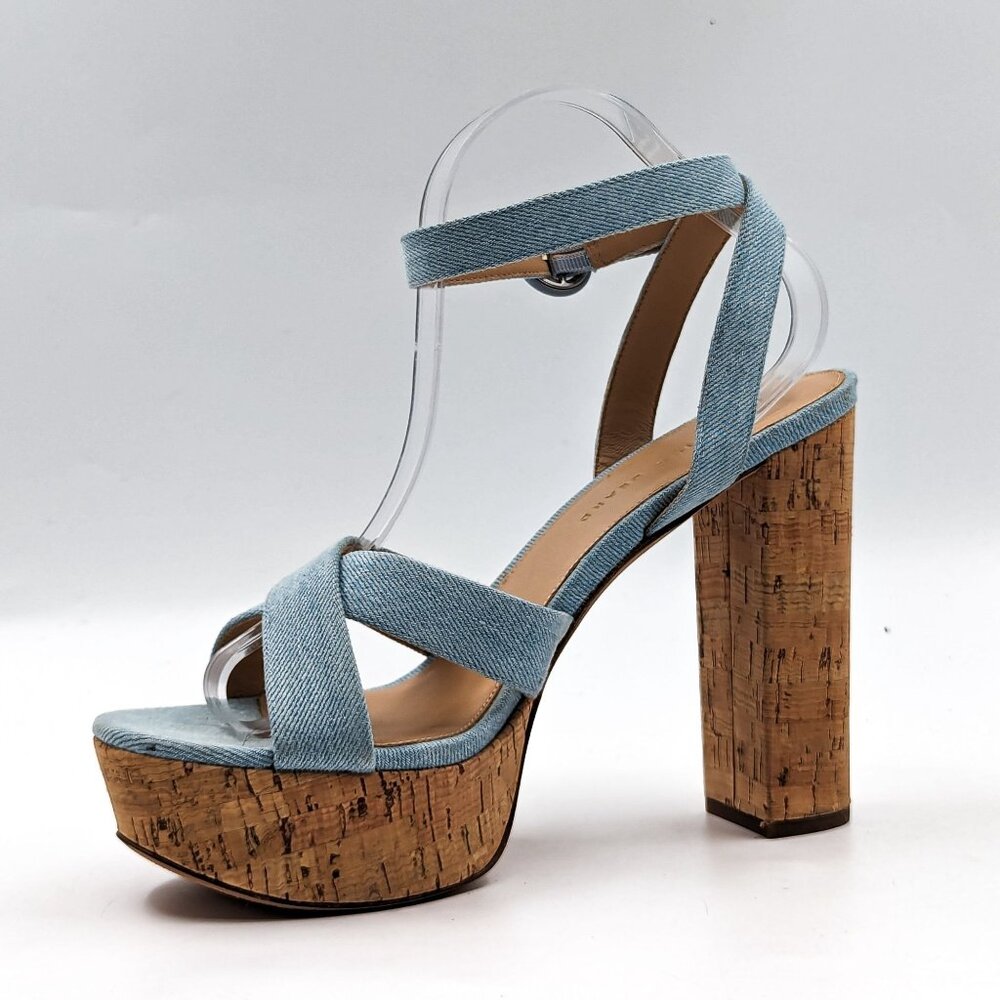 Veronica Beard Women Lalana Blue Denim Strappy Platform Summer Sandals -  10.5 - Picture 5 of 12